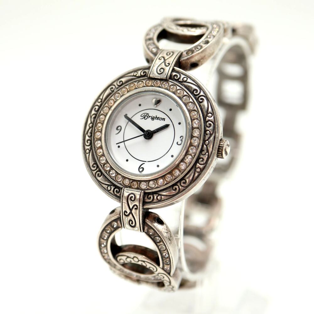 Brighton Stardust Silver Tone 31mm Watch Crystal Metal Bracelet w New Battery